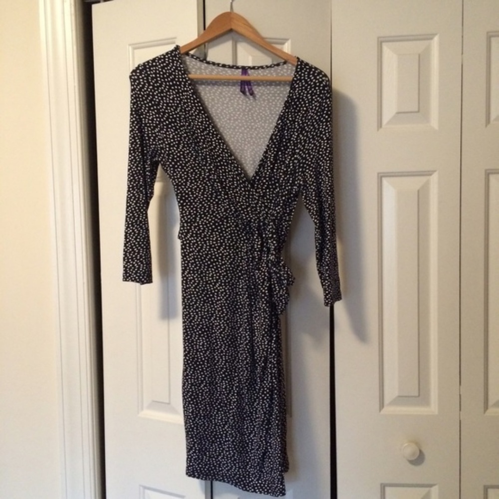 Seraphine navy and white faux wrap maternity dress